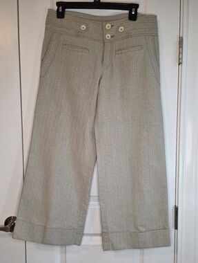 Nanette Lepore Beige Wide-Leg Cropped Trousers